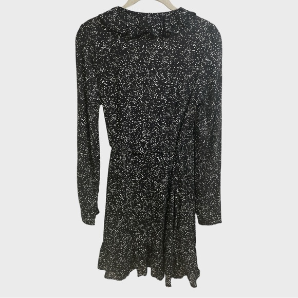 Windsor Ruffle Black Speak Wrap Dress Mini Size Medium - Picture 7 of 12